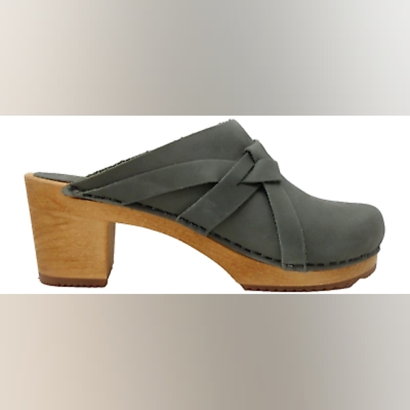 Sanita Clogs Manuella Wooden Oiled Leather Khaki Green Size EU 40 Shoe - Picture 2 of 13